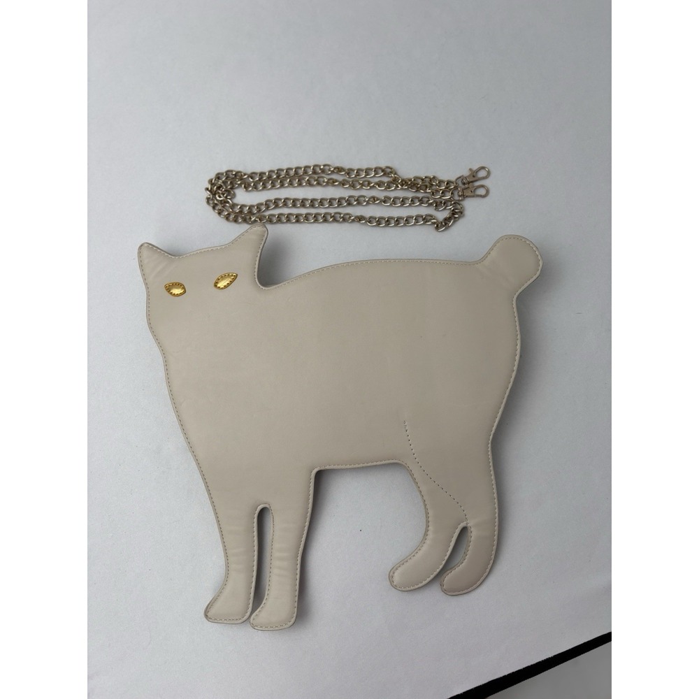 White Cat Shaped Shoulder Purse Gold removable Chain Snap Closure Kidcore Y2K - Picture 9 of 12